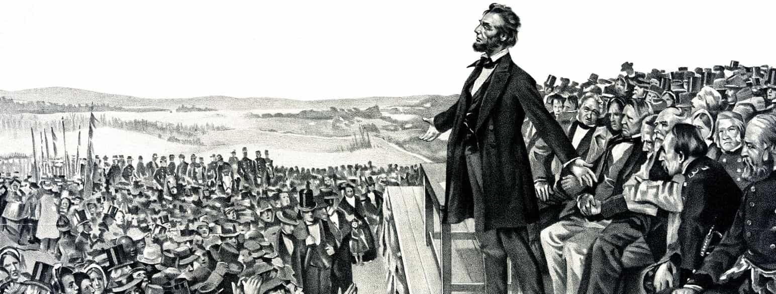 Præsident Lincoln taler ved Gettysburg den 19. november, 1863. 