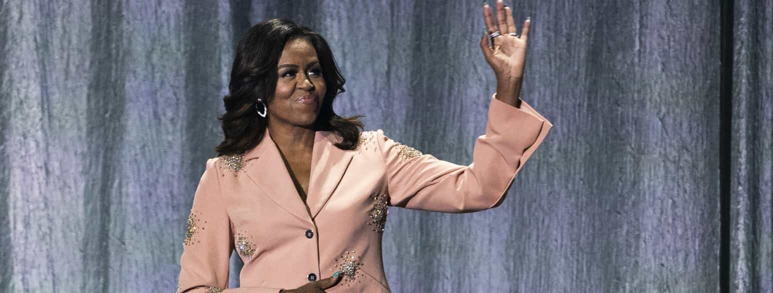 Michelle Obama på scenen i København i 2019 i forbindelse med lanceringen af den selvbiografiske bog 'Becoming'. 