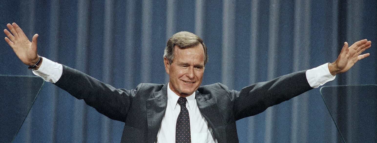 George Bush taler ved det republikanske konvent i Texas den 22. august 1984