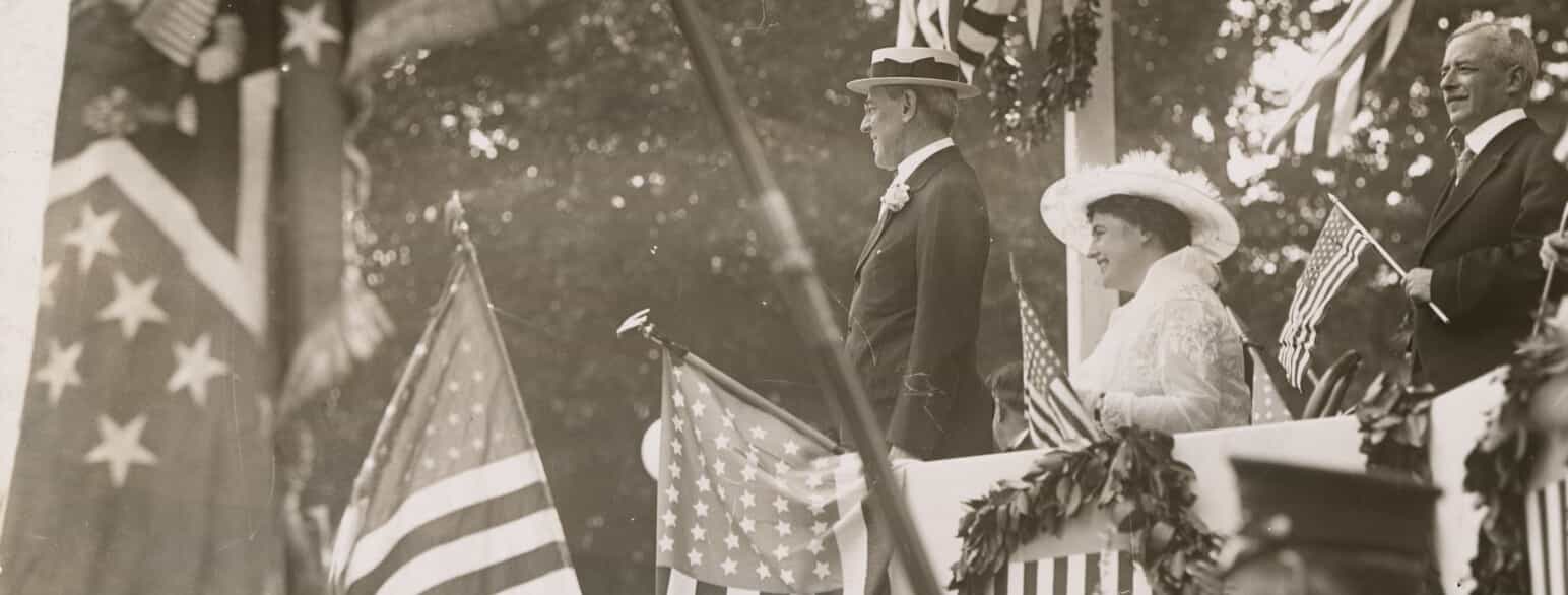 Præsident Woodrow Wilson, hans hustru Edith Bolling Galt Wilson samt udenrigsminister Robert Lansing.