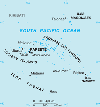Kort over Fransk Polynesien