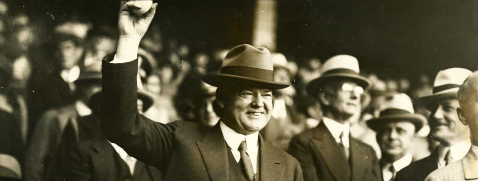 Herbert Hoover til baseballkamp den 1. oktober 1930