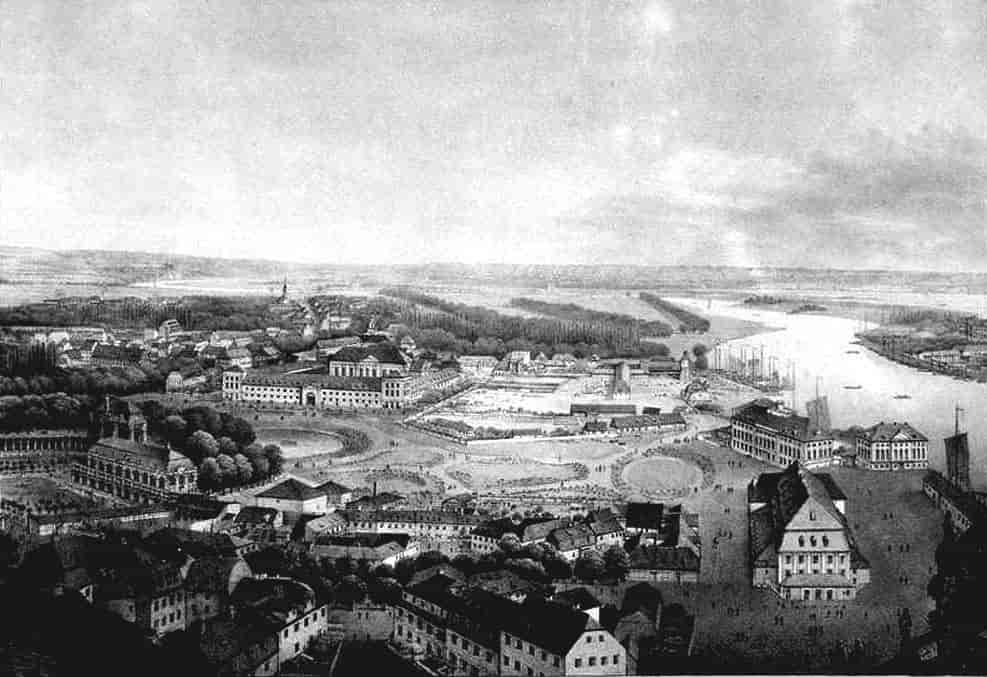 Ansicht von Dresden aus der Vogelperspektive in Richtung Nordwesten