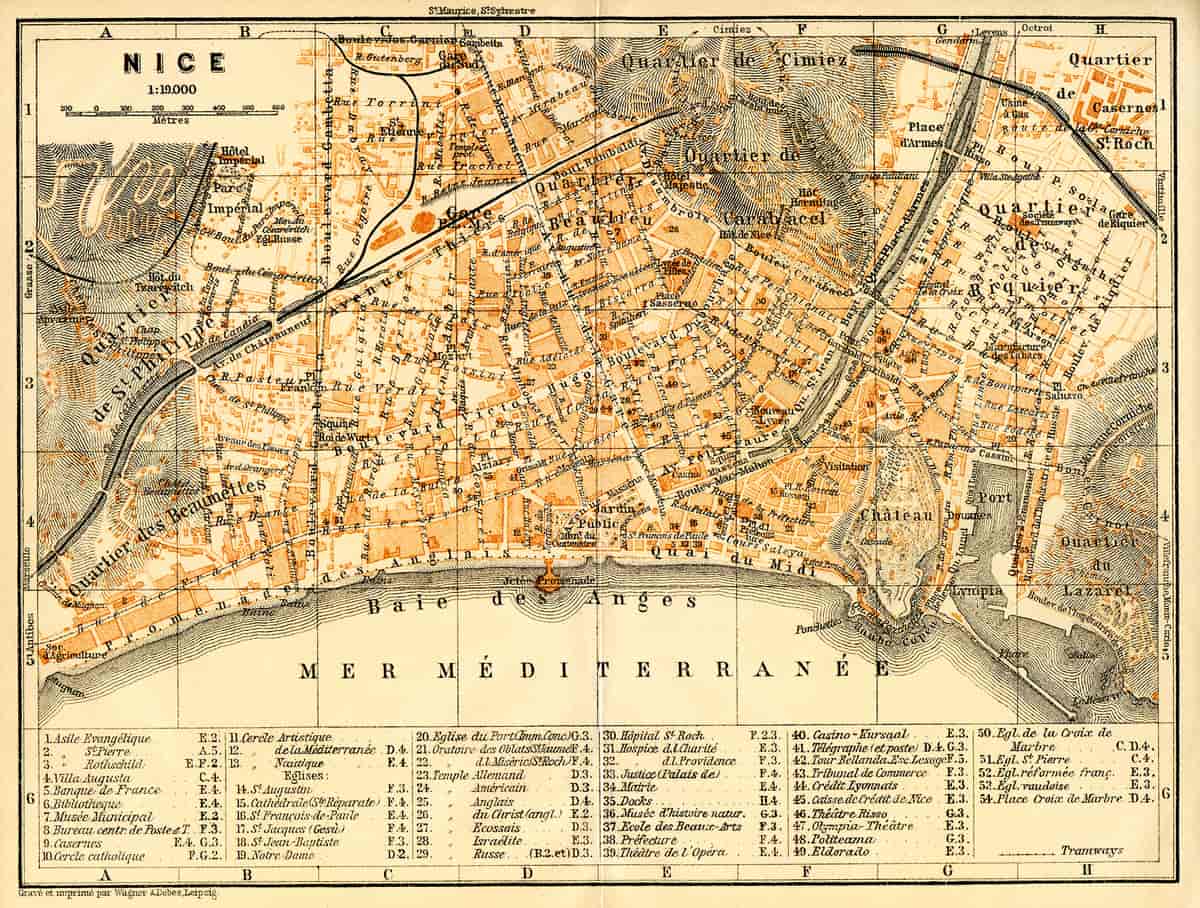 Kort over Nice, 1907