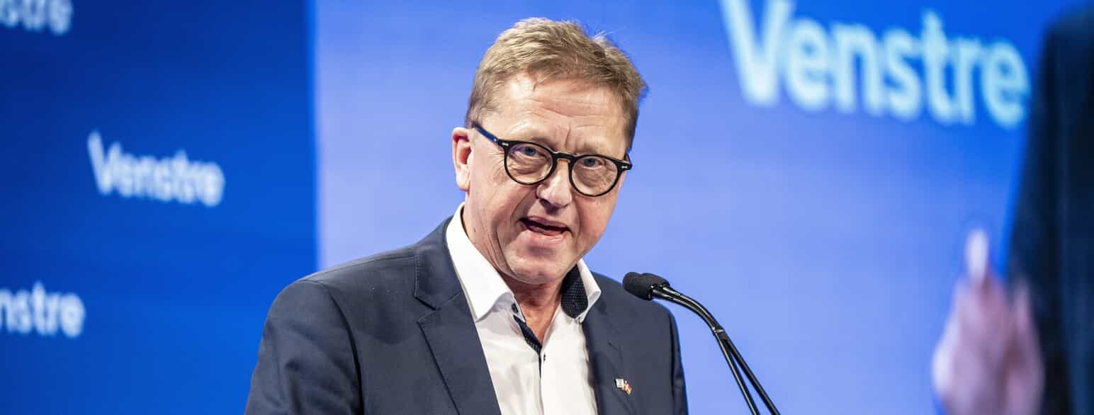Asger Christensen taler på Venstres landsmøde i Herning Kongrescenter den 18. november 2023.