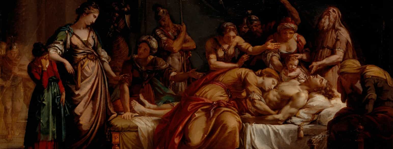 Scene fra eposset 'Iliaden': Andromache tager afsked med sin mand, krigshelten Hektor