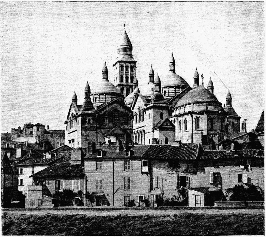 Fotografi af katedralen Saint Front i Perigueux omkring 1900