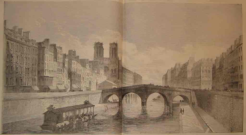 En vaskeribåd på Seinen i 1857