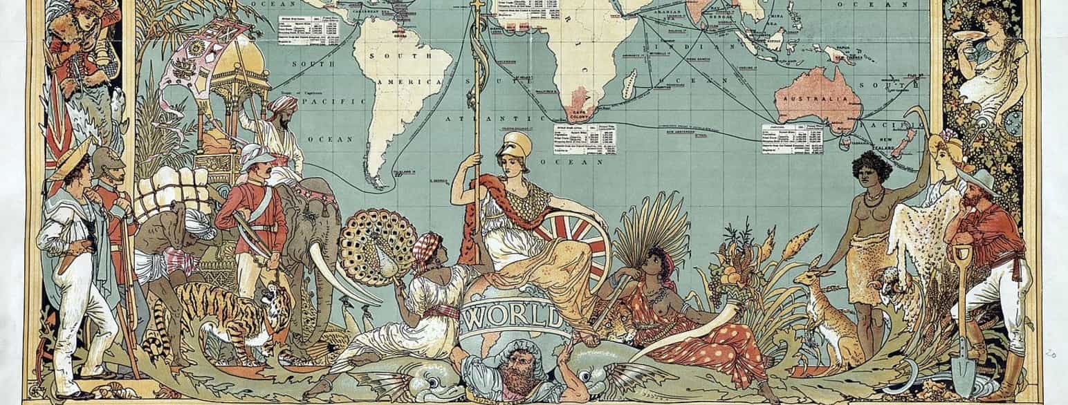 Udsnit af kort over det britiske imperiums udstrækning 1886