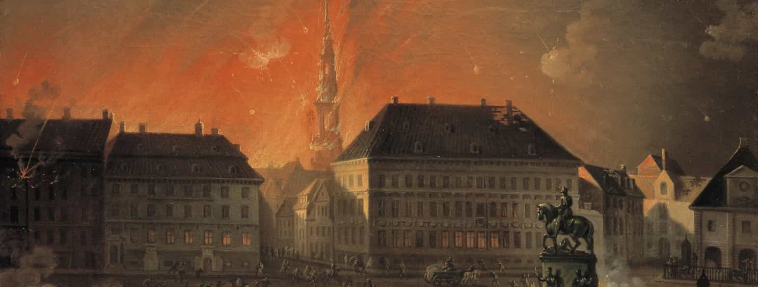 Den rædsomste Nat: Kongens Nytorv under bombardementet natten mellem 4. og 5. september 1807 (udsnit)