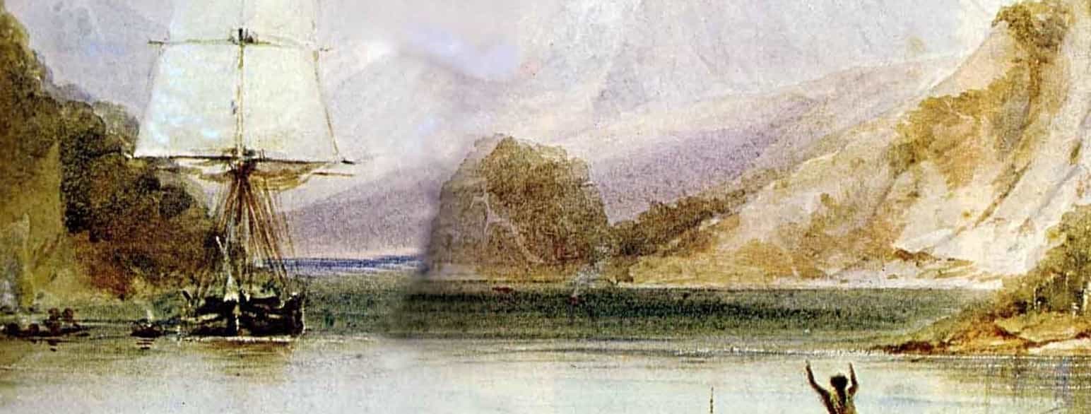 HMS Beagle i Ildlandet (udsnit), malet mellem 1831 og 1836