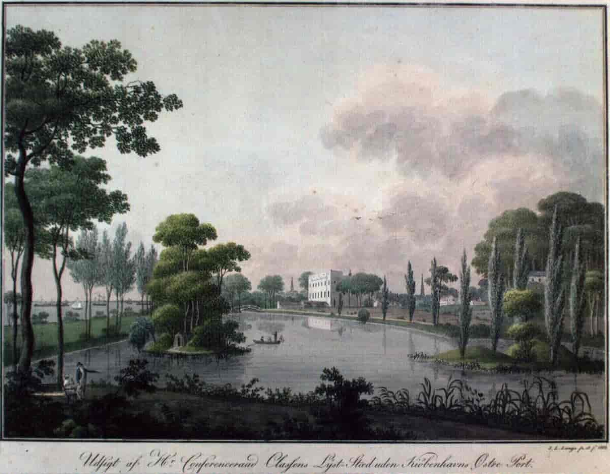 "Udsigt af Hr Conferenceråd Classens Lyst-Stæd uden Kiöbenhavns Østre Port", 1803