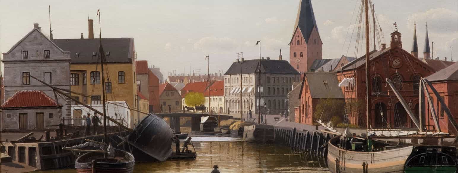 C. Eckardts maleri "Århus Åhavnen" fra 1891