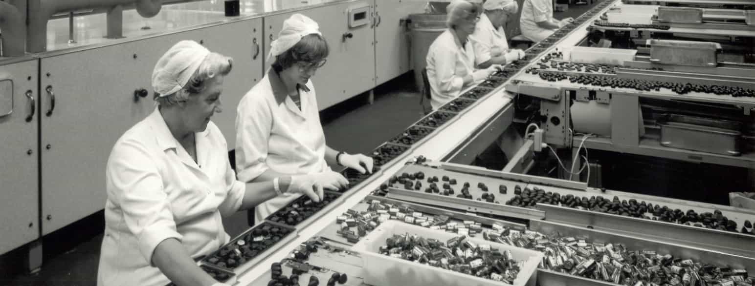 Chokoladeproduktion hos Toms Fabrikker (ca. 1970)