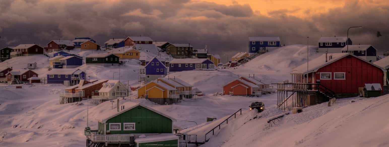 Sne i Sisimiut, Grønlands næststørste by, november 2009