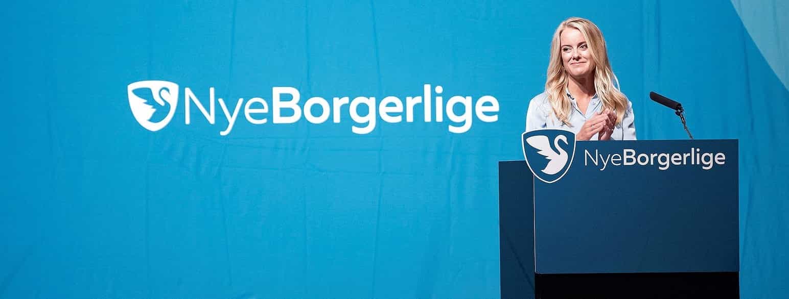 Pernille Vermund, formand for Nye Borgerlige, holder tale på partiets årsmøde den 26. oktober 2019