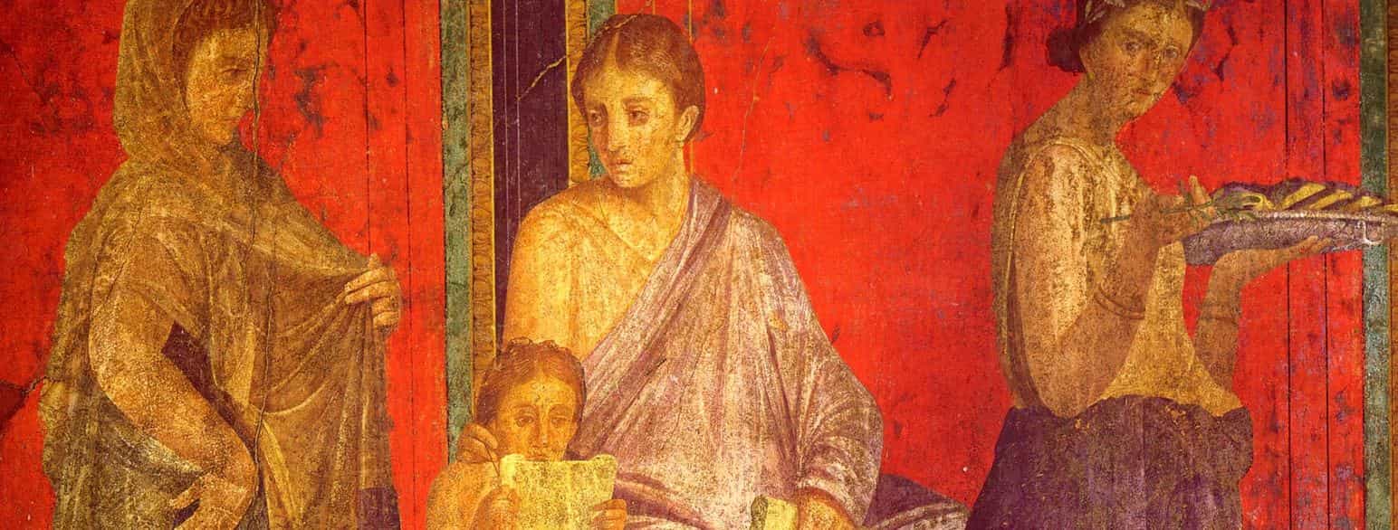 Fresko fra Sala di Grande Dipinto i Mysterievillaen i Pompeji